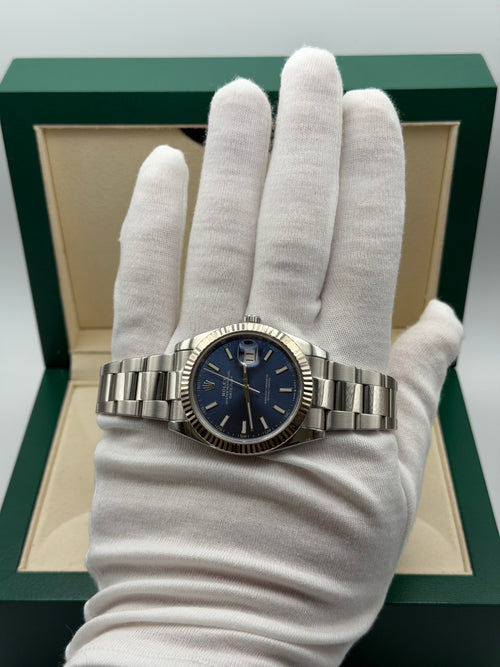 2019 Rolex Datejust 41mm Ref. 126334 | Sunburst Blue Stick Dial | Full Set |