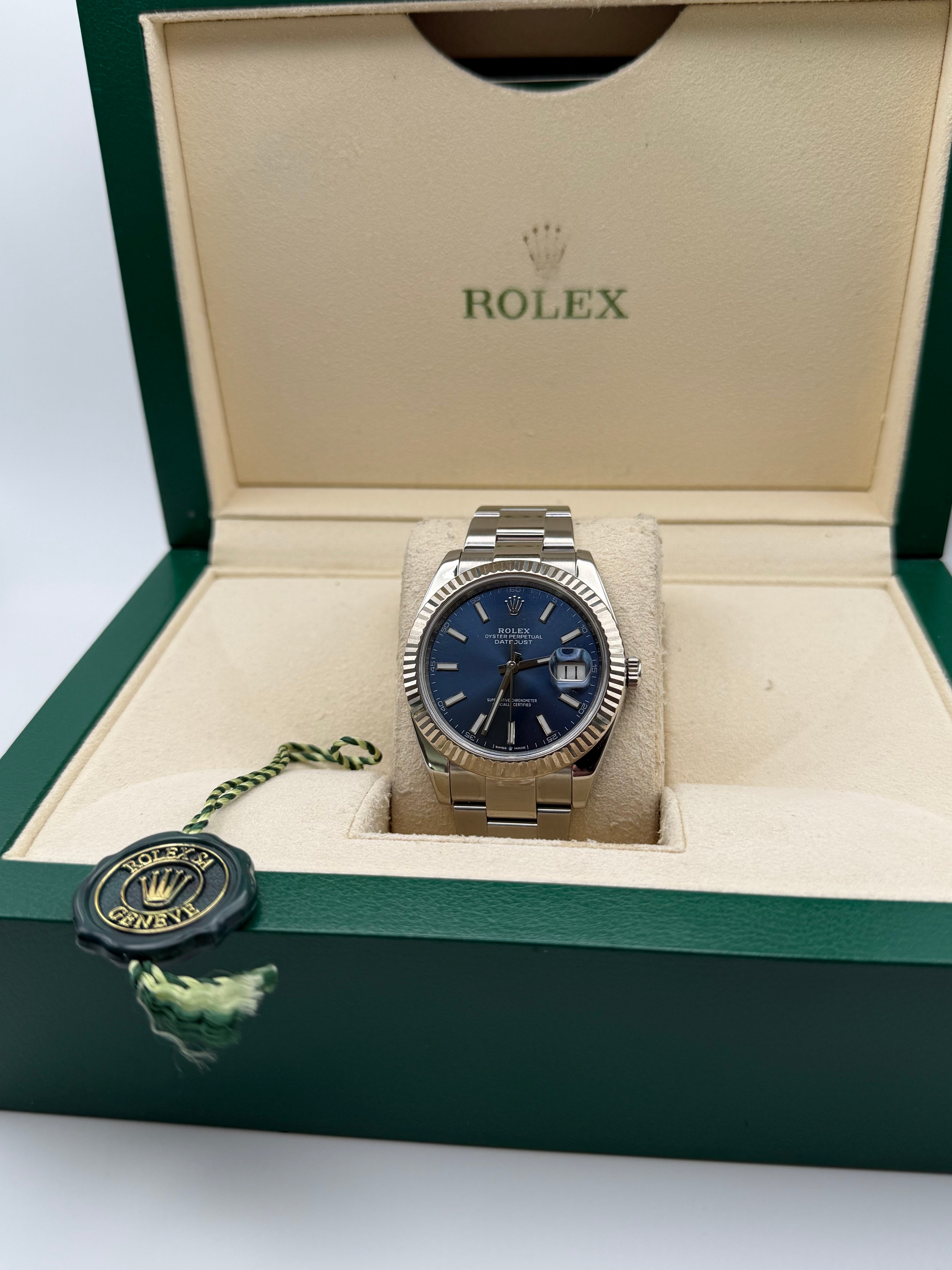 2019 Rolex Datejust 41mm Ref. 126334 | Sunburst Blue Stick Dial | Full Set |