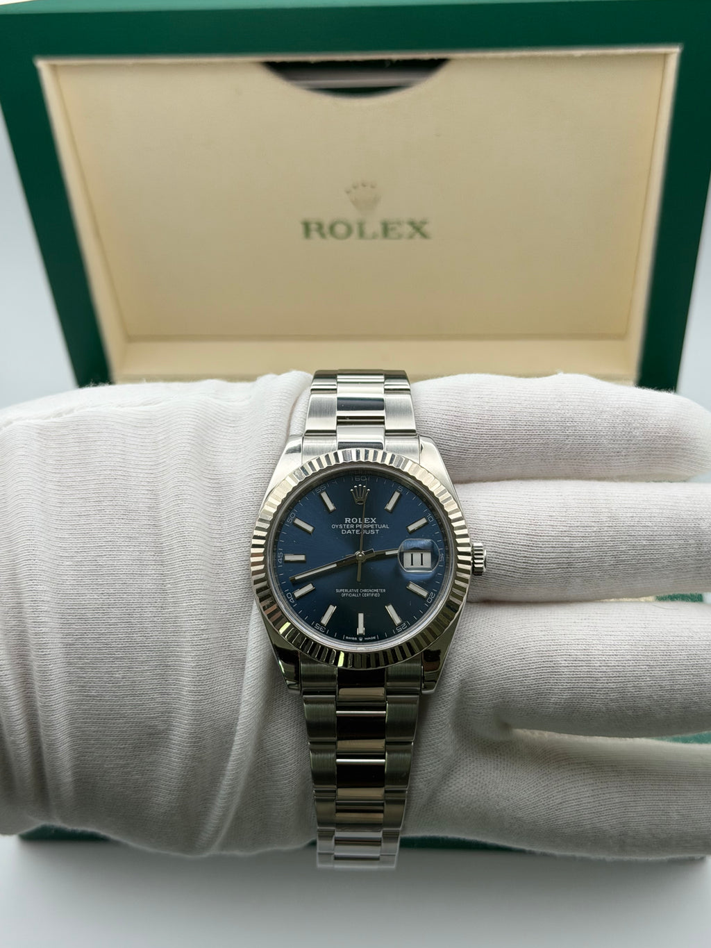 2019 Rolex Datejust 41mm Ref. 126334 | Sunburst Blue Stick Dial | Full Set |
